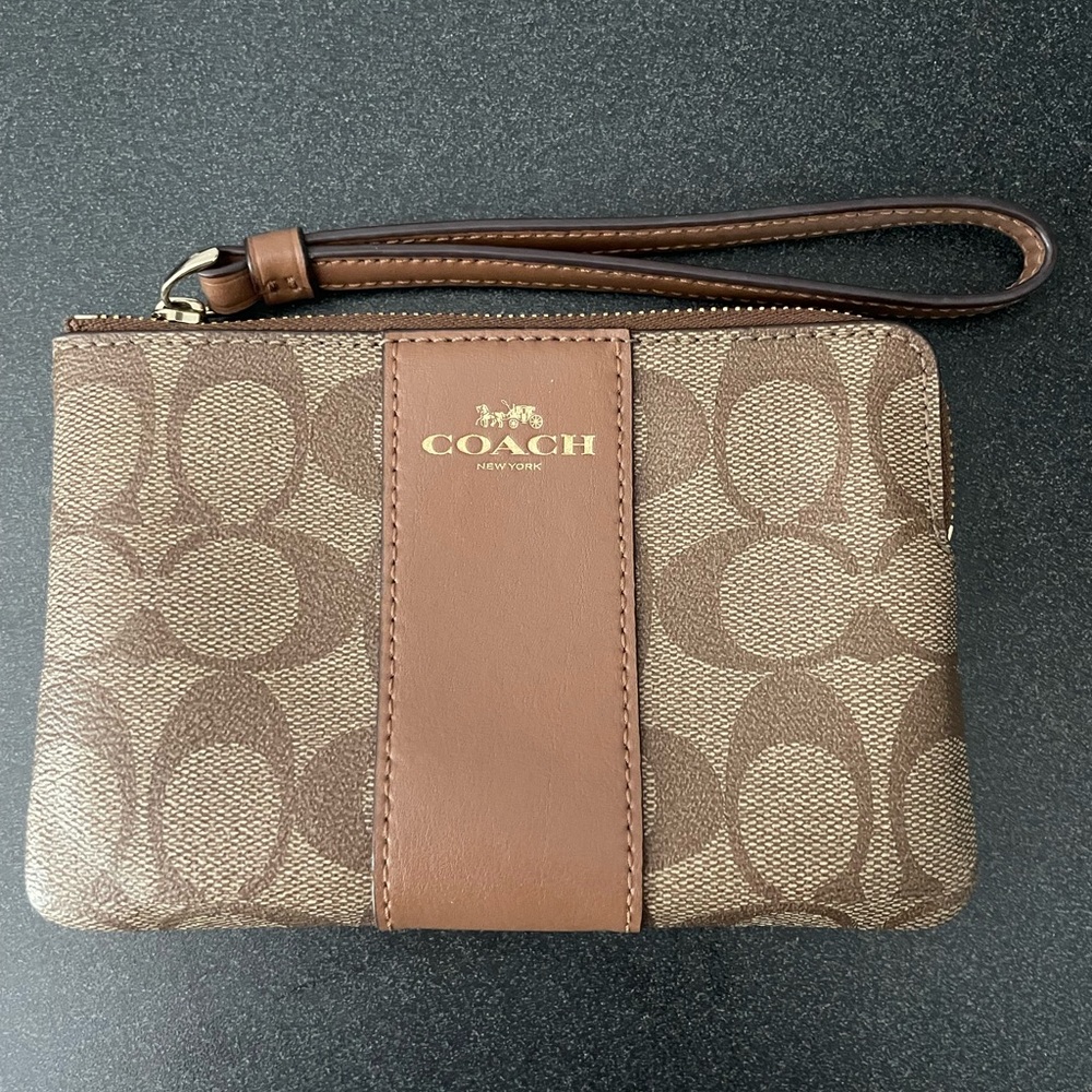 Coach Corner Zip Wristlet - Picture 1 of 4